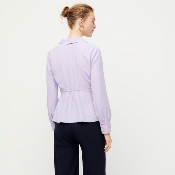 J. Crew Lilac Purple Drapey Faux Wrap Top 365 Crepe Fabric Size 8 - Picture 4 of 16
